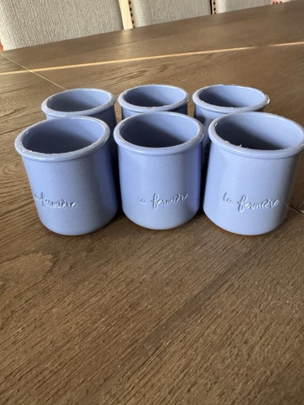 La Fermiere Set of 6 Blue Yogurt Terra Cotta Glazed Pots